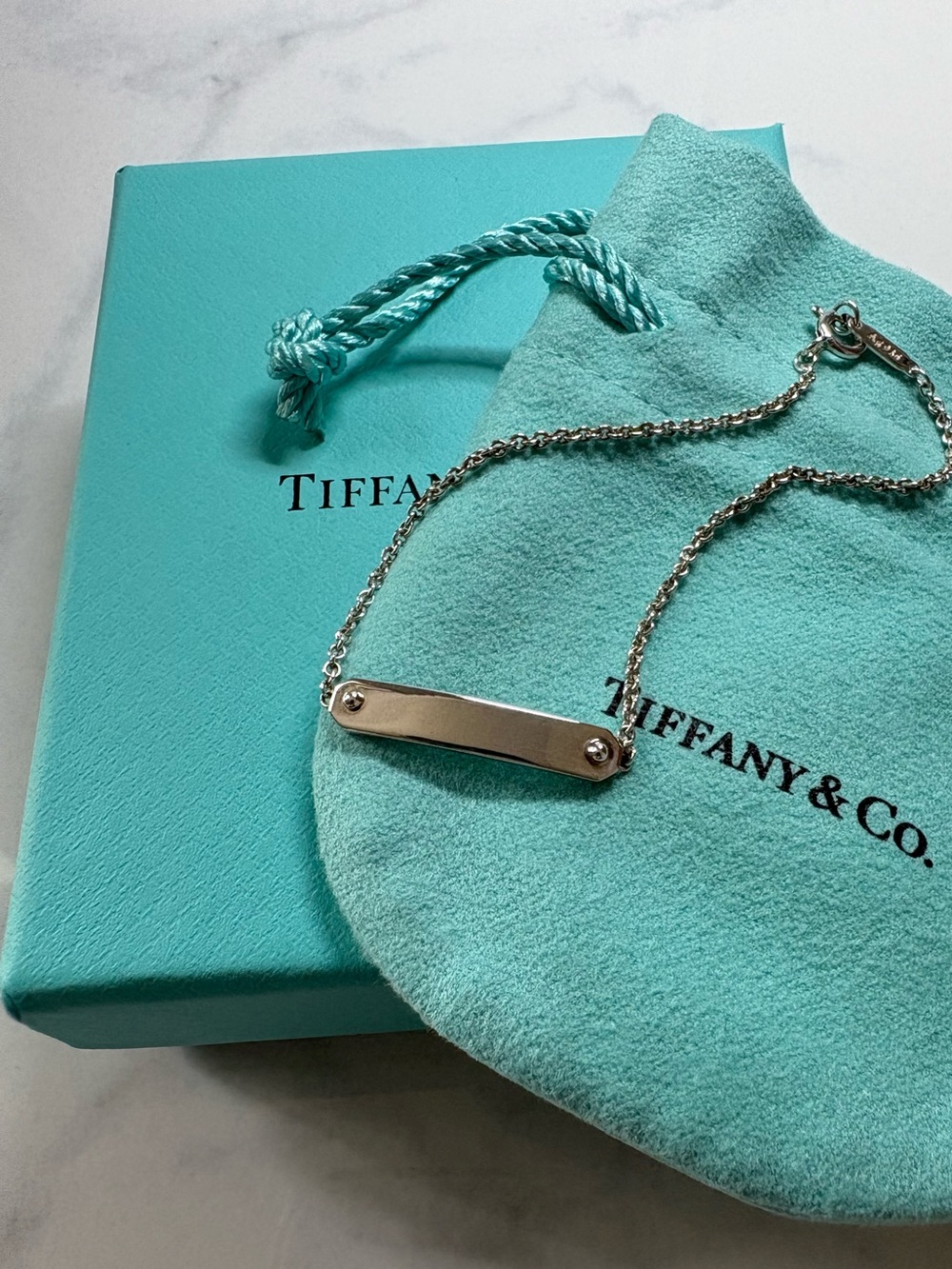 NEW Tiffany & Co. Sterling Silver ID Link Chain Bracelet 7” Length Rare- Retired